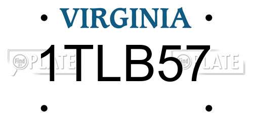 1TLB57 Virginia License Plate