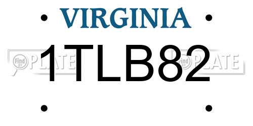 1TLB82 Virginia License Plate