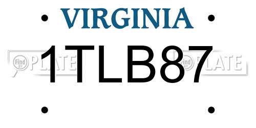 1TLB87 Virginia License Plate