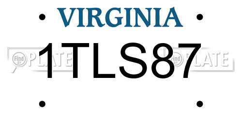 1TLS87 Virginia License Plate
