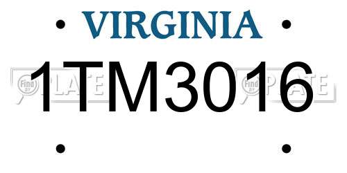 1TM3016 Virginia License Plate
