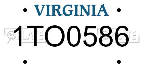1TO0586 Virginia License Plate