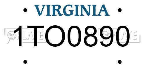 1TO0890 Virginia License Plate