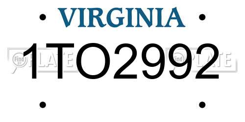 1TO2992 Virginia License Plate