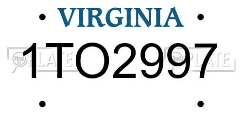 1TO2997 Virginia License Plate