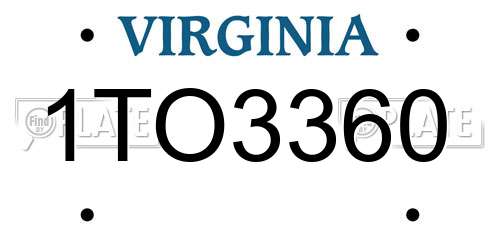 1TO3360 Virginia License Plate