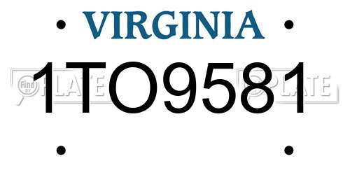 1TO9581 Virginia License Plate