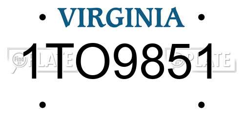 1TO9851 Virginia License Plate