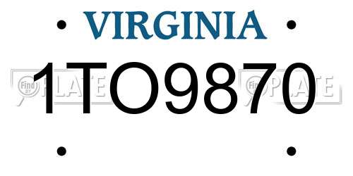 1TO9870 Virginia License Plate
