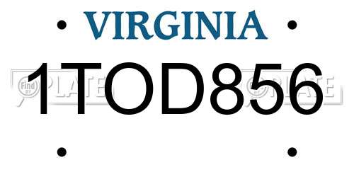 1TOD856 Virginia License Plate