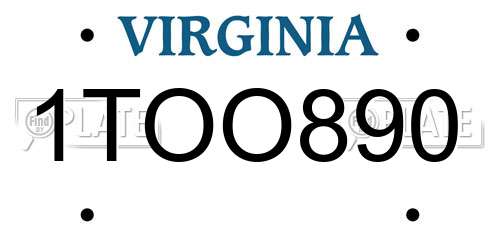 1TOO890 Virginia License Plate