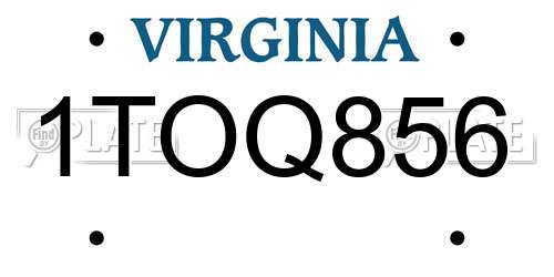 1TOQ856 Virginia License Plate