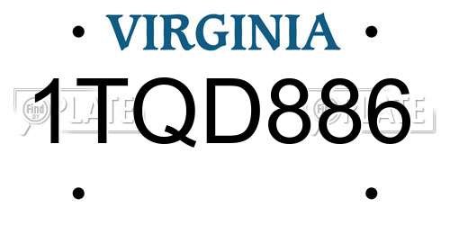 1TQD886 Virginia License Plate