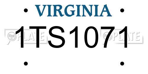 1TS1071 Virginia License Plate
