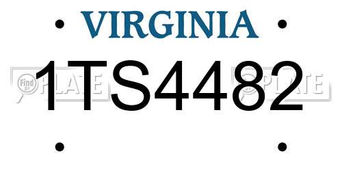 1TS4482 Virginia License Plate