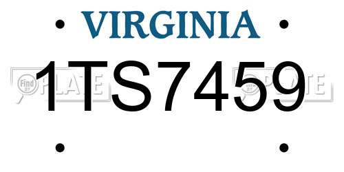 1TS7459 Virginia License Plate