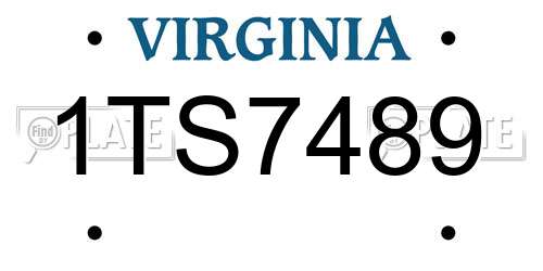 1TS7489 Virginia License Plate