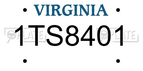 1TS8401 Virginia License Plate