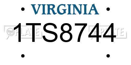 1TS8744 Virginia License Plate