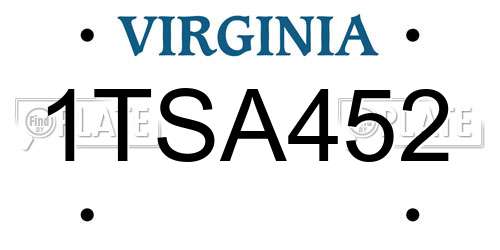 1TSA452 Virginia License Plate