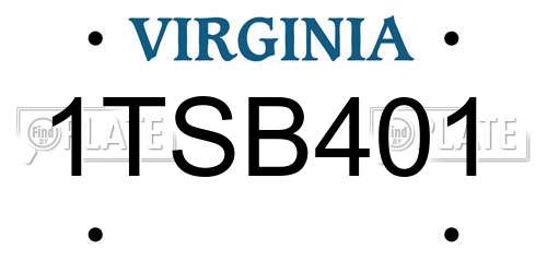 1TSB401 Virginia License Plate