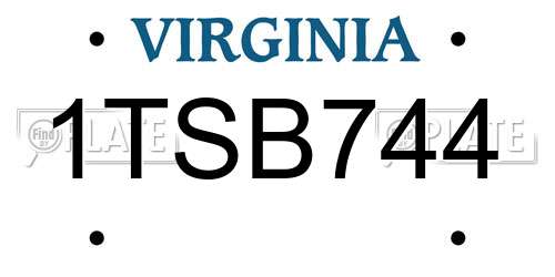 1TSB744 Virginia License Plate