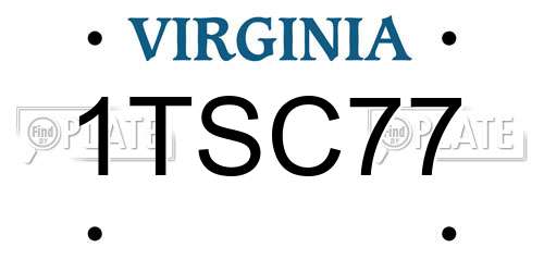 1TSC77 Virginia License Plate