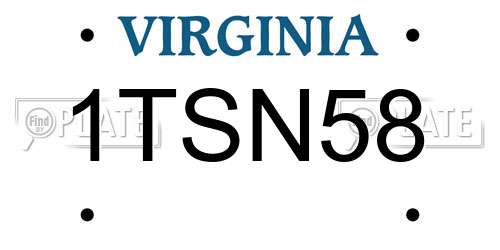 1TSN58 Virginia License Plate