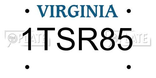 1TSR85 Virginia License Plate
