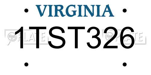 1TST326 Virginia License Plate