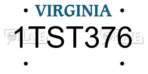 1TST376 Virginia License Plate