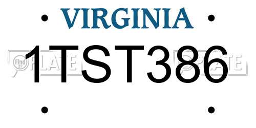 1TST386 Virginia License Plate
