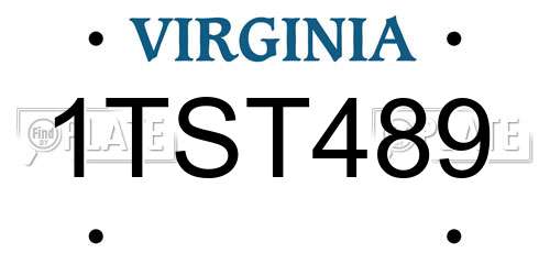 1TST489 Virginia License Plate