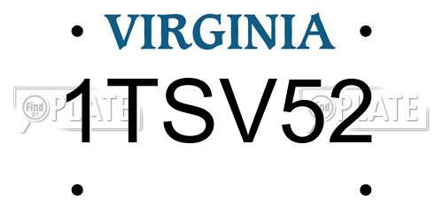 1TSV52 Virginia License Plate