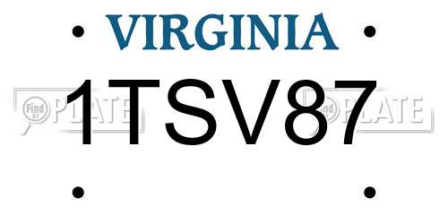 1TSV87 Virginia License Plate