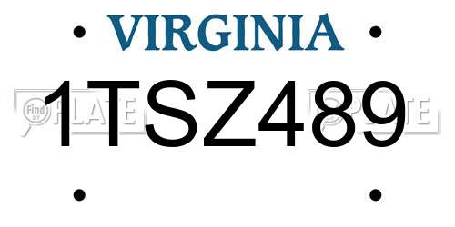 1TSZ489 Virginia License Plate