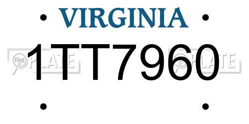 1TT7960 Virginia License Plate