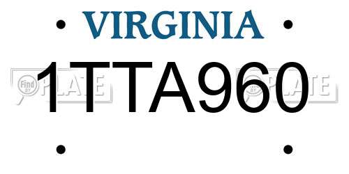 1TTA960 Virginia License Plate