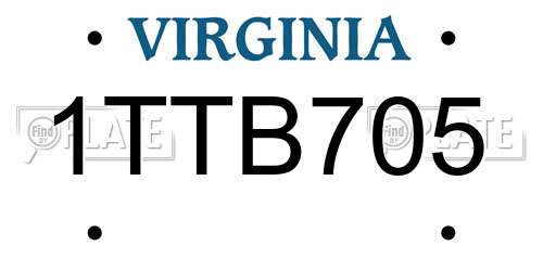1TTB705 Virginia License Plate