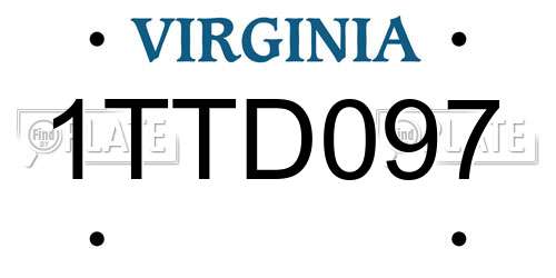 1TTD097 Virginia License Plate