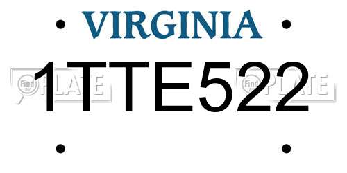 1TTE522 Virginia License Plate