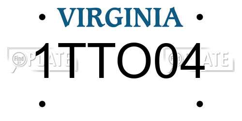 1TTO04 Virginia License Plate