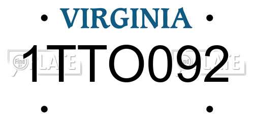 1TTO092 Virginia License Plate