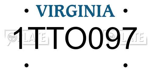 1TTO097 Virginia License Plate