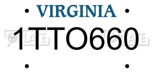 1TTO660 Virginia License Plate