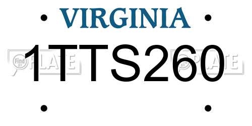 1TTS260 Virginia License Plate