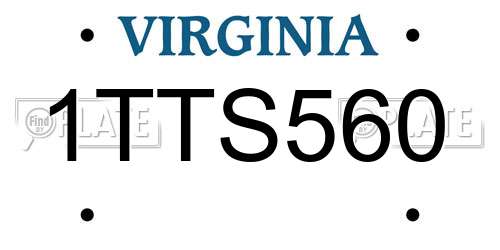 1TTS560 Virginia License Plate