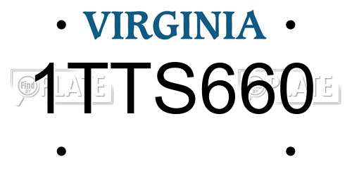 1TTS660 Virginia License Plate
