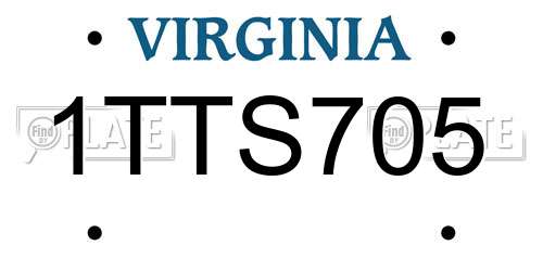 1TTS705 Virginia License Plate