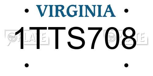 1TTS708 Virginia License Plate